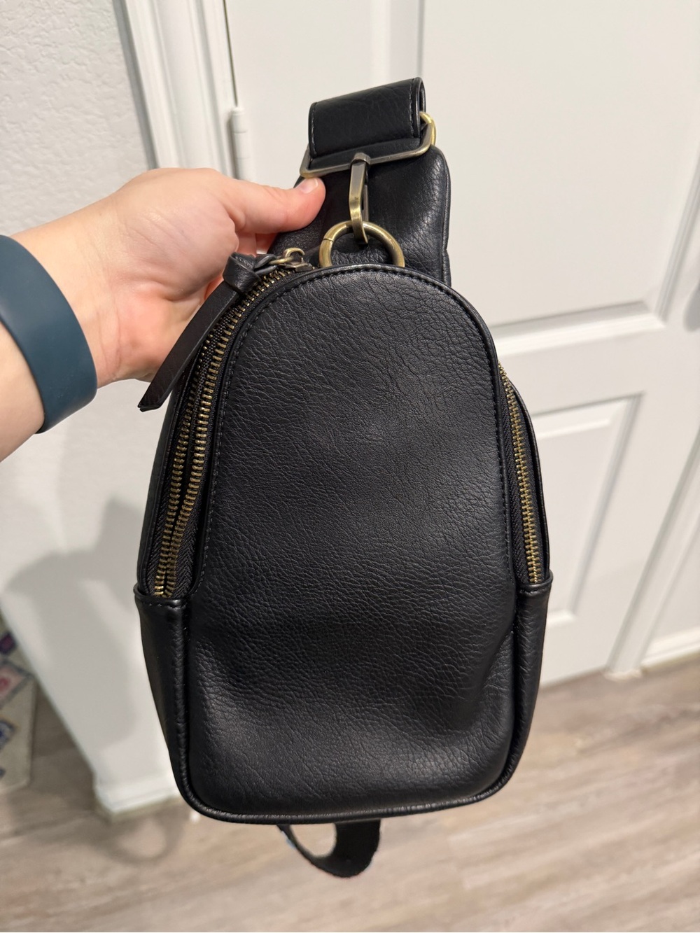 Anthropologie Urban Originals Woven Liberty Sling Bag Black